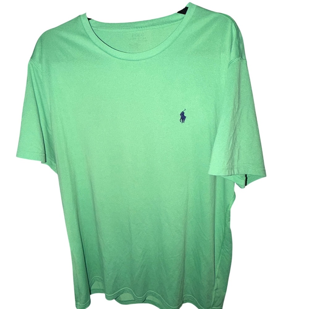 Polo Ralph Lauren T-Shirt Mens L Green Excellent Heathered Short Sleeve Pony‎